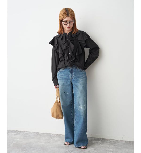 Spick and Span「《予約》スタンドカラーラッフルフリルブラウス」|シャツ・ブラウス|