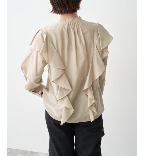 Spick and Span「《予約》スタンドカラーラッフルフリルブラウス」|シャツ・ブラウス|