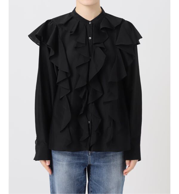 Spick and Span「《予約》スタンドカラーラッフルフリルブラウス」|シャツ・ブラウス|