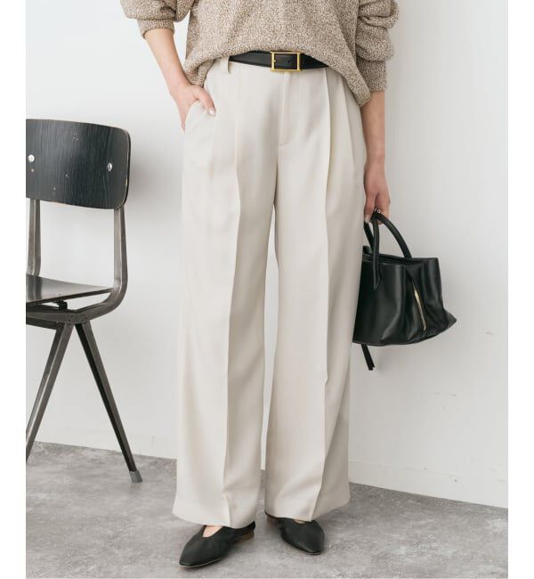 Spick and Span「《セットアップ可 / 予約》ウォッシャブル2タックパンツ」|スラックス|ホワイト A