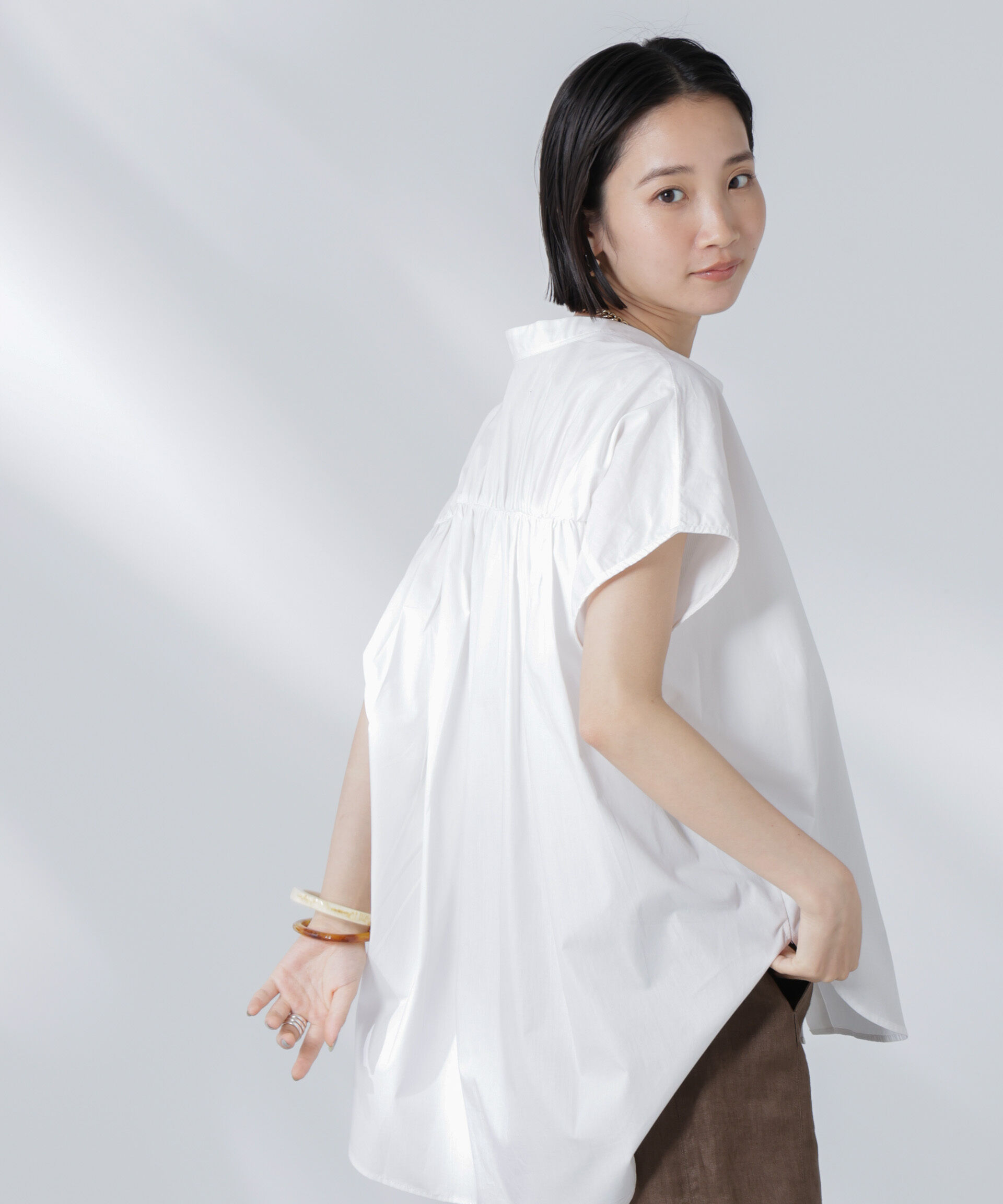 nano･universe「バックギャザーノースリーブブラウス」|シャツ・ブラウス|