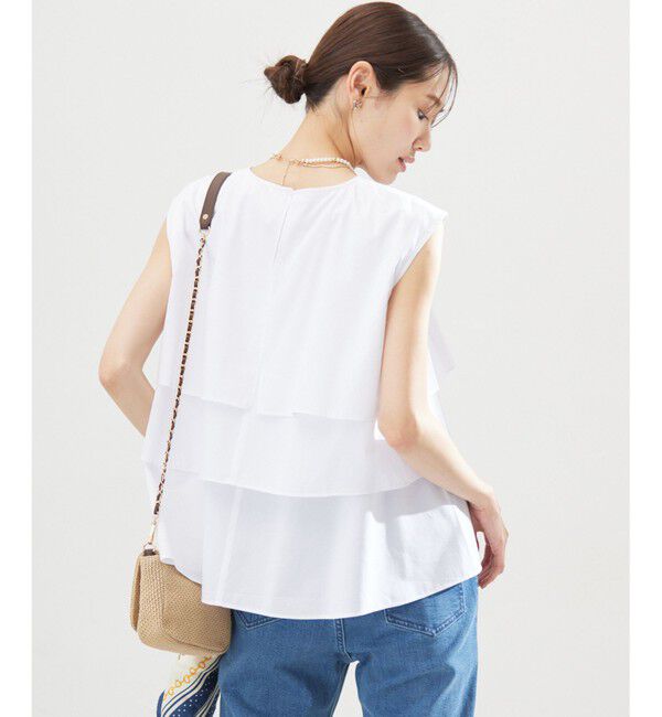 組曲「【WEB限定】コットンレーヨンシャーティングノースリーブ ブラウス」|シャツ・ブラウス|