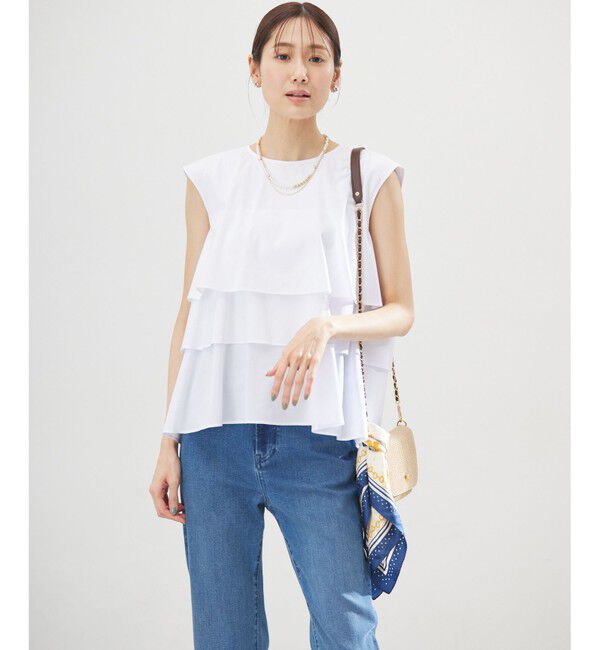 組曲「【WEB限定】コットンレーヨンシャーティングノースリーブ ブラウス」|シャツ・ブラウス|