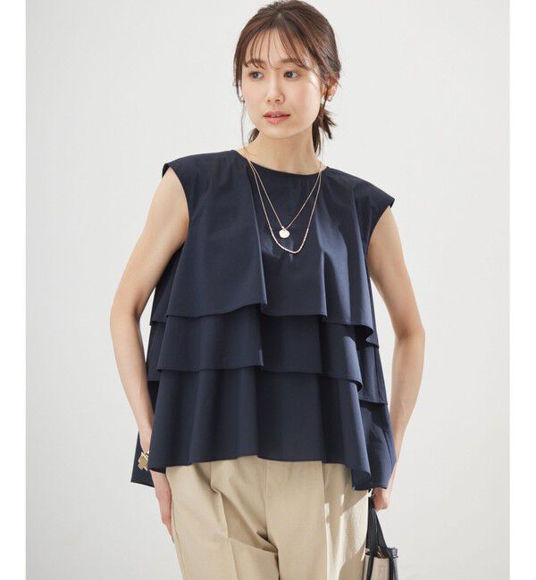 組曲「【WEB限定】コットンレーヨンシャーティングノースリーブ ブラウス」|シャツ・ブラウス|