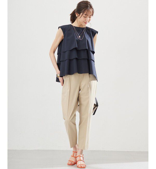 組曲「【WEB限定】コットンレーヨンシャーティングノースリーブ ブラウス」|シャツ・ブラウス|