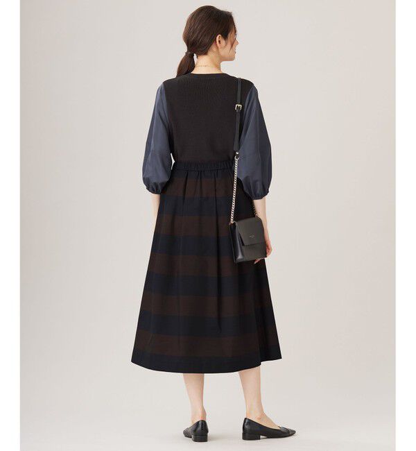 自由区「【カタログ掲載・洗える】ハイツイストコットンアセテート異素材コンビ トップス」|ニット・セーター|