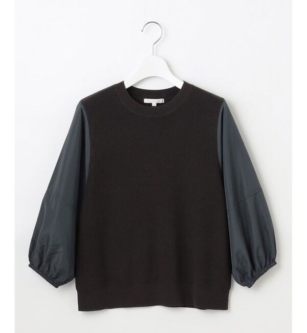 自由区「【カタログ掲載・洗える】ハイツイストコットンアセテート異素材コンビ トップス」|ニット・セーター|