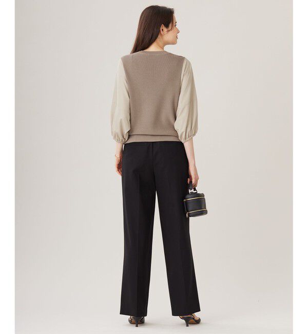 自由区「【カタログ掲載・洗える】ハイツイストコットンアセテート異素材コンビ トップス」|ニット・セーター|