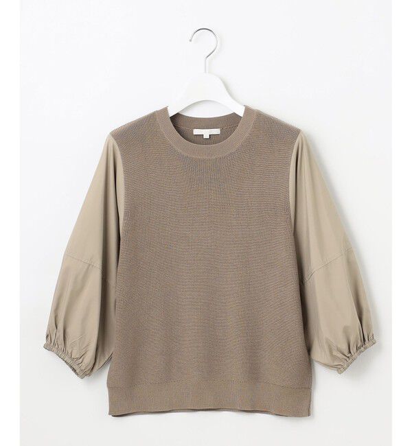 自由区「【カタログ掲載・洗える】ハイツイストコットンアセテート異素材コンビ トップス」|ニット・セーター|