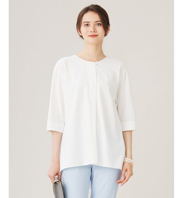 自由区「【カタログ掲載・洗える】リヨセルコットンツイル ブラウス」|シャツ・ブラウス|オフ