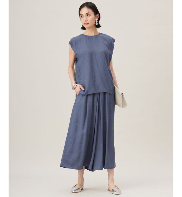 自由区「【カタログ掲載・セットアップ対応・接触冷感・UVケア・洗える】エアリーツイルノースリーブ ブラウス」|シャツ・ブラウス|