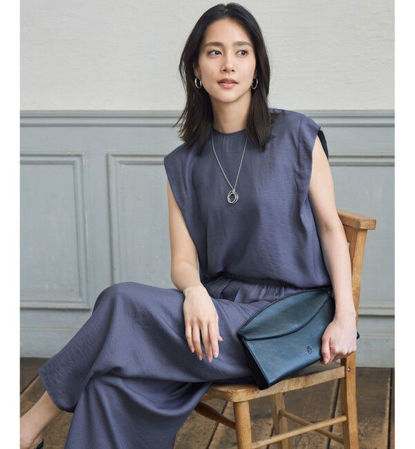 自由区「【カタログ掲載・セットアップ対応・接触冷感・UVケア・洗える】エアリーツイルノースリーブ ブラウス」|シャツ・ブラウス|