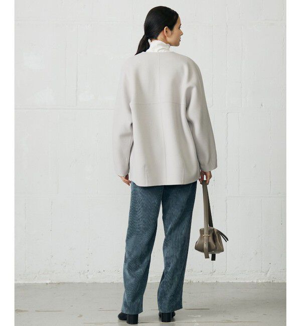 自由区「【SHIHOさん着用】ウールリバーノーカラー コート」|ノーカラーコート|