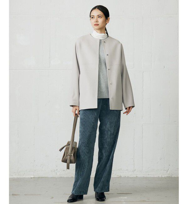 自由区「【SHIHOさん着用】ウールリバーノーカラー コート」|ノーカラーコート|