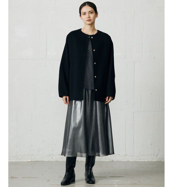 自由区「【SHIHOさん着用】ウールリバーノーカラー コート」|ノーカラーコート|