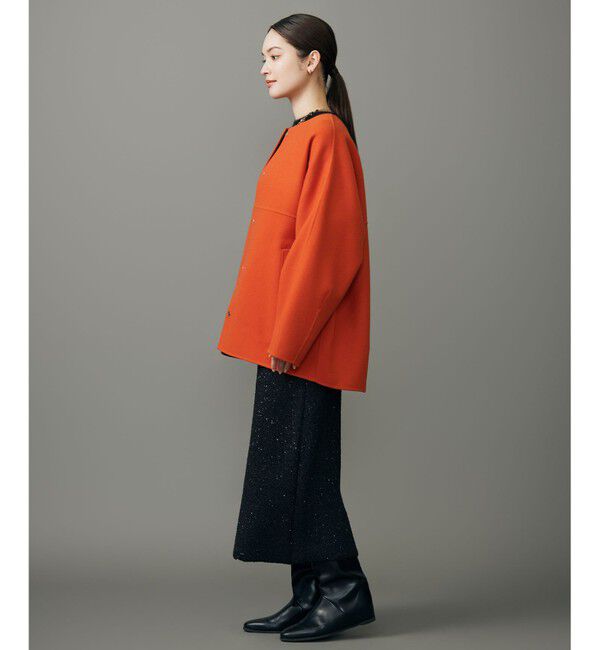 自由区「【SHIHOさん着用】ウールリバーノーカラー コート」|ノーカラーコート|