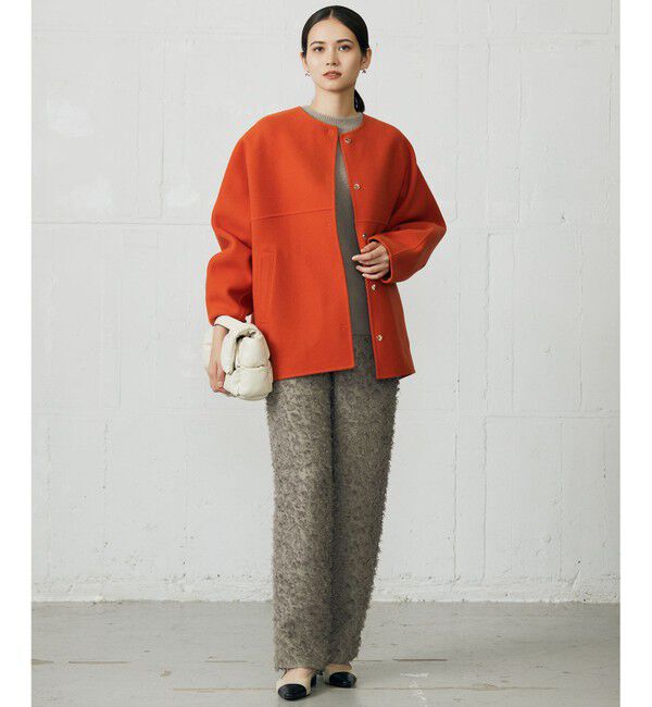 自由区「【SHIHOさん着用】ウールリバーノーカラー コート」|ノーカラーコート|