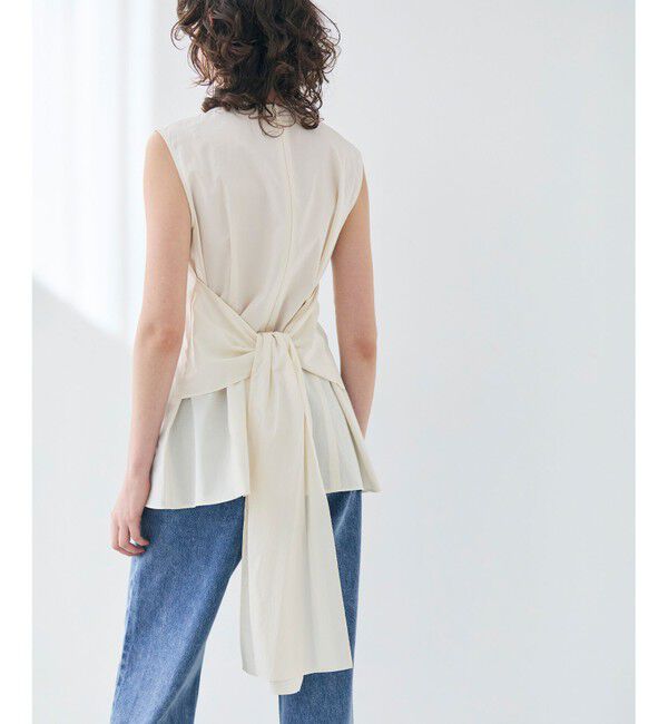 BEIGE,「【洗える・GISELe 6月号掲載】MALLOW / バックリボンコットンノースリーブブラウス」|シャツ・ブラウス|