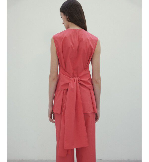 BEIGE,「【洗える・GISELe 6月号掲載】MALLOW / バックリボンコットンノースリーブブラウス」|シャツ・ブラウス|