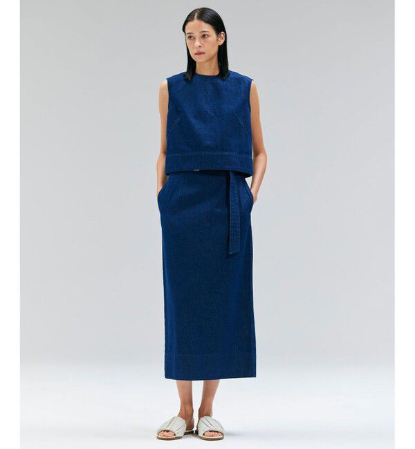 BEIGE,「【洗える・Oggi ８月号掲載】NAVIGLIO / ショート丈ノースリーブデニムブラウス」|シャツ・ブラウス|