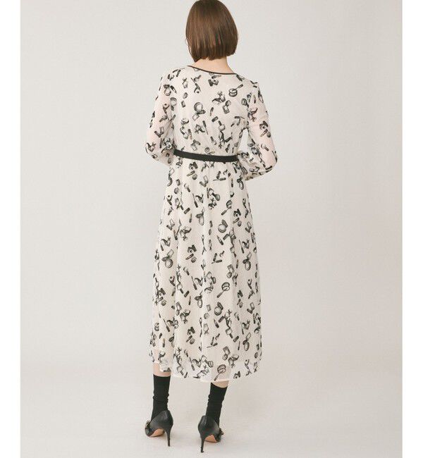 GRACE CONTINENTAL「コスメフロッキープリントワンピース」|ドレス|