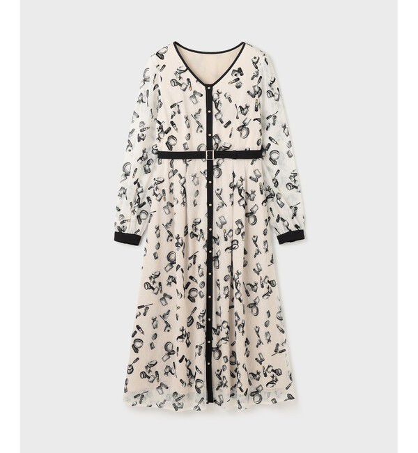 GRACE CONTINENTAL「コスメフロッキープリントワンピース」|ドレス|