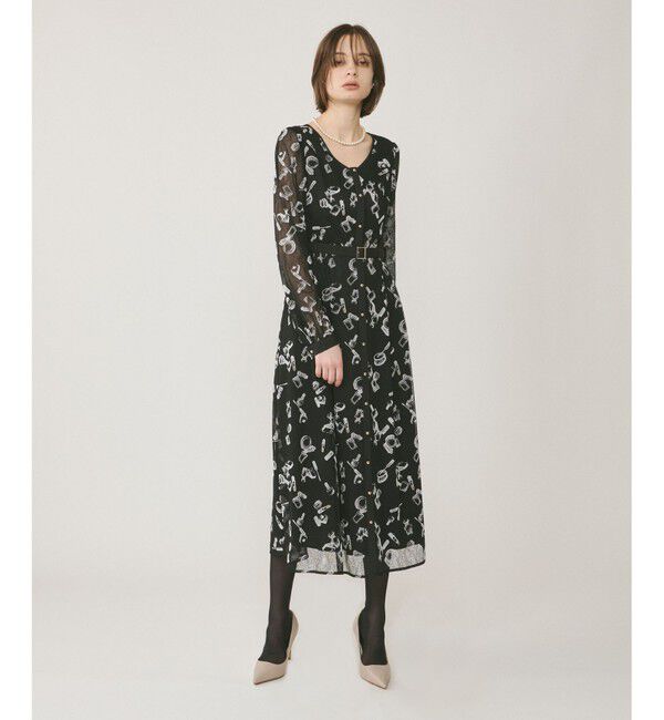 GRACE CONTINENTAL「コスメフロッキープリントワンピース」|ドレス|