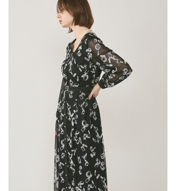 GRACE CONTINENTAL「コスメフロッキープリントワンピース」|ドレス|