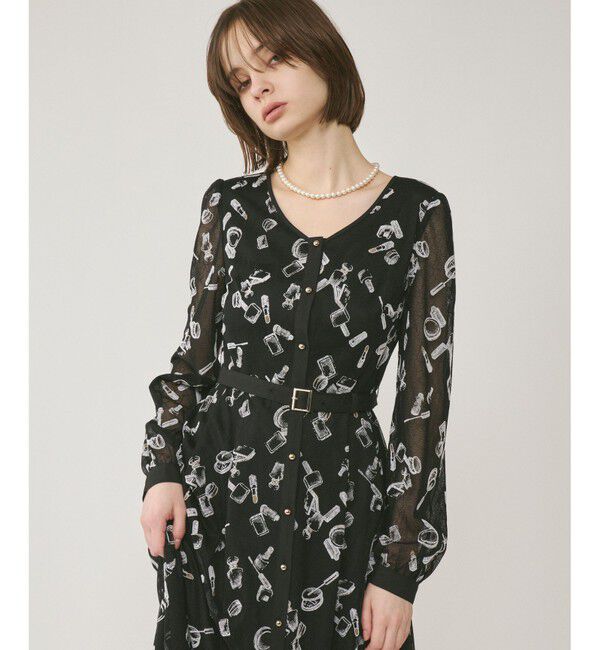 GRACE CONTINENTAL「コスメフロッキープリントワンピース」|ドレス|