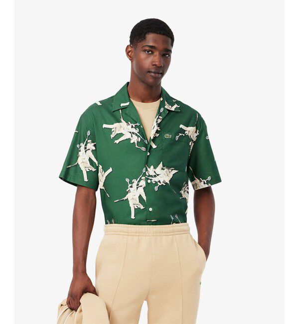 LACOSTE「ルネ・ラコステテキスタイルオープンカラーシャツ」|シャツ・ブラウス|グリーン