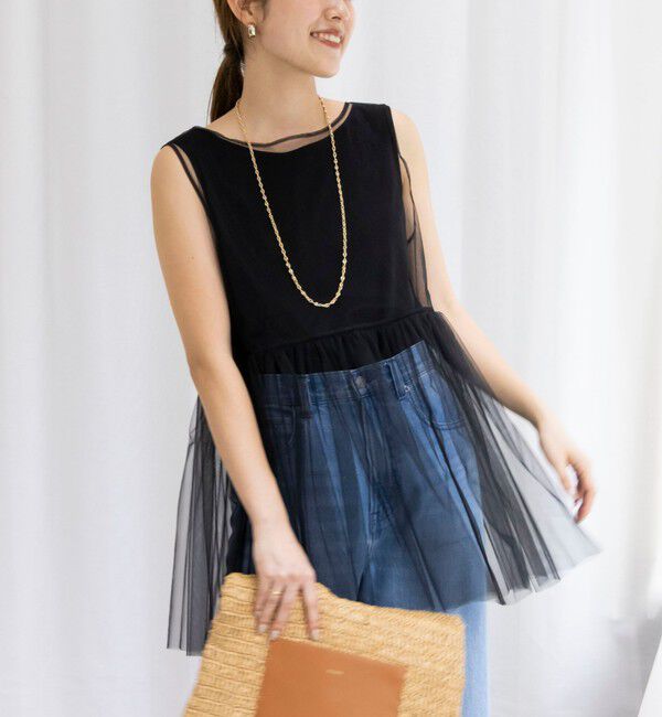 NOLLEY'S「2WAYチュール ノースリーブブラウス」|シャツ・ブラウス|