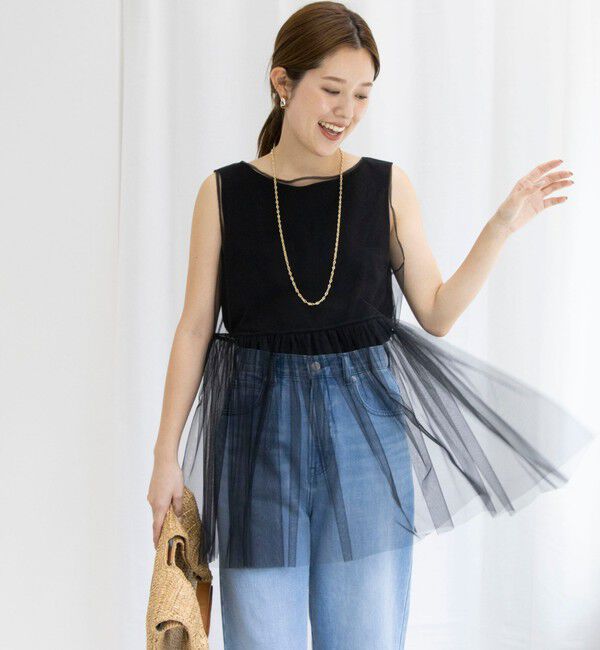 NOLLEY'S「2WAYチュール ノースリーブブラウス」|シャツ・ブラウス|