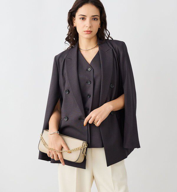 NOLLEY'S sophi「《セットアップ対応》ウォッシャブルドライシャーク2WAYスリットジャケット」|テーラードジャケット|チャコールグレー