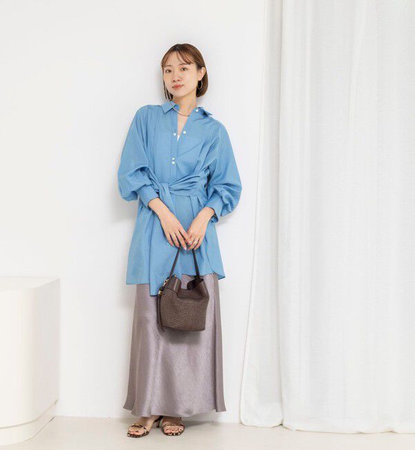 NOLLEY'S「ウォッシャブルウエストリボン2WAYロングシャツ」|シャツ・ブラウス|