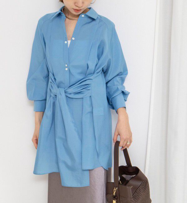 NOLLEY'S「ウォッシャブルウエストリボン2WAYロングシャツ」|シャツ・ブラウス|