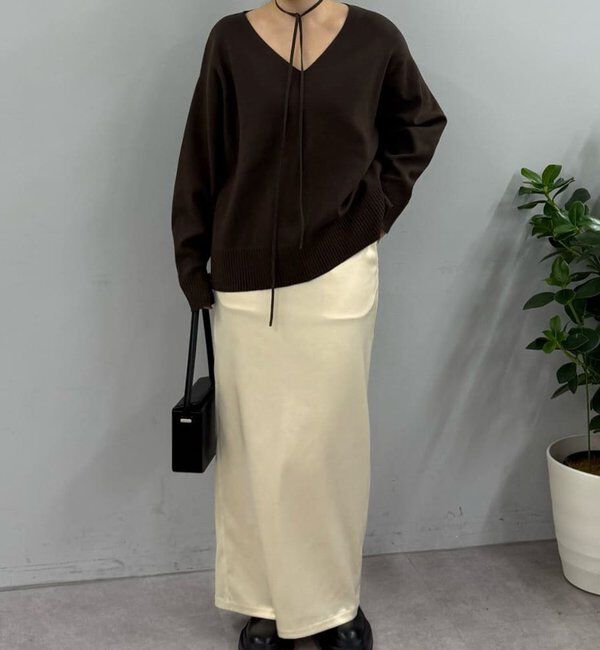  「【手洗い可能】ストレッチサテンタイトスカート」|スカート|