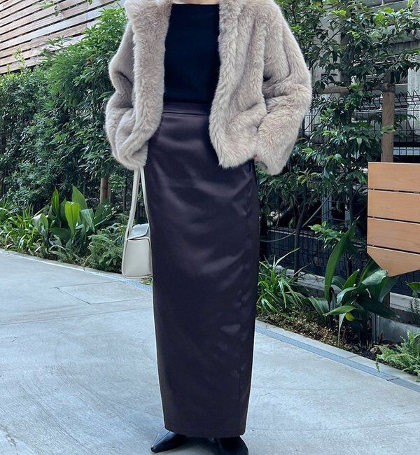  「【手洗い可能】ストレッチサテンタイトスカート」|スカート|