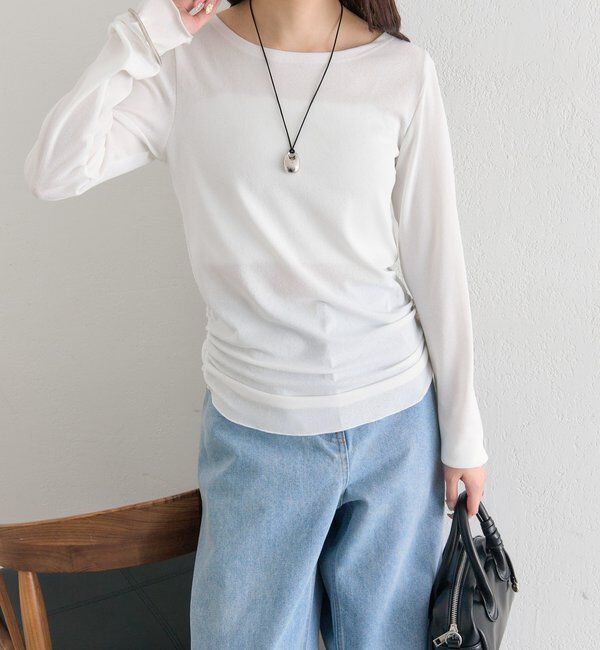  「裾ギャザーシアーロンＴ」|Tシャツ・カットソー|