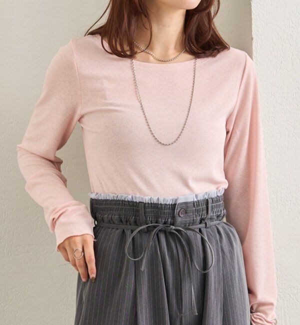  「裾ギャザーシアーロンＴ」|Tシャツ・カットソー|ピンク