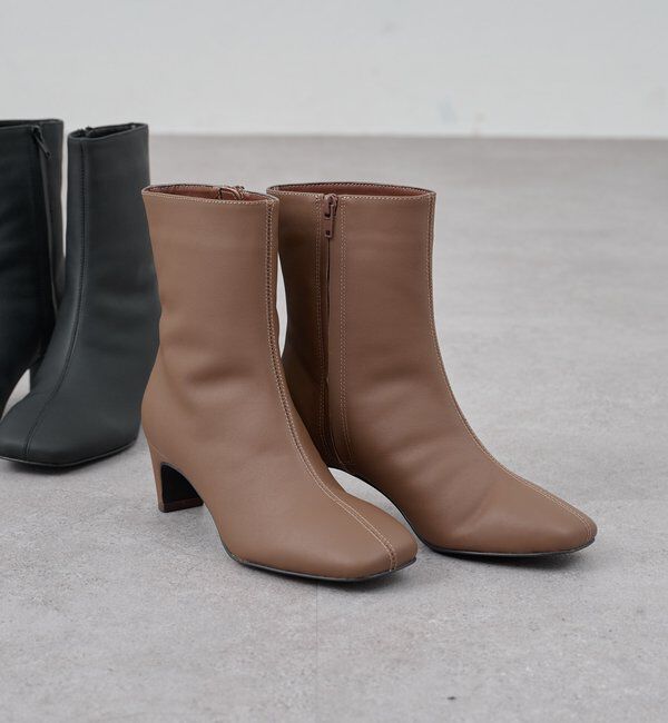  「センターステッチレザーブーツ」|ロングブーツ|ブラウン