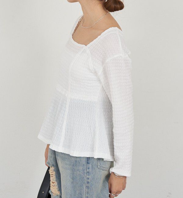  「【26SS予約】スクエアネックペプラムカットソー」|Tシャツ・カットソー|