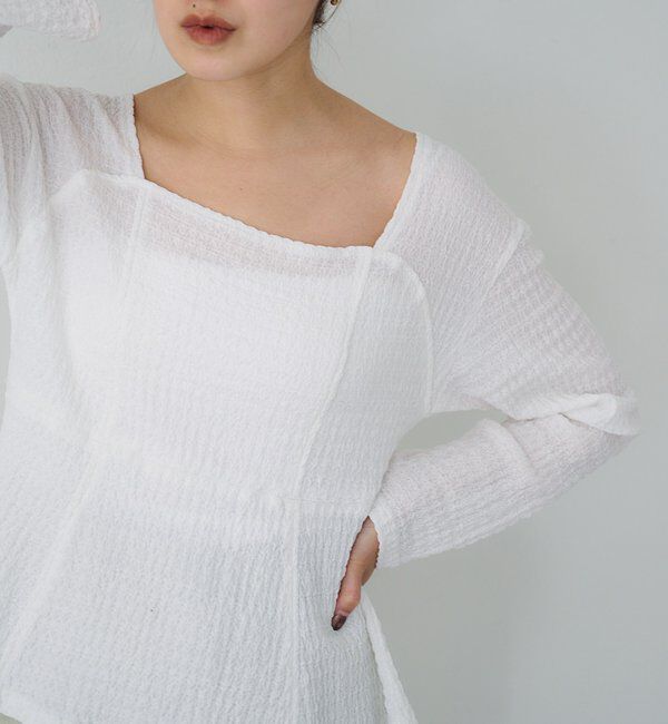  「【26SS予約】スクエアネックペプラムカットソー」|Tシャツ・カットソー|