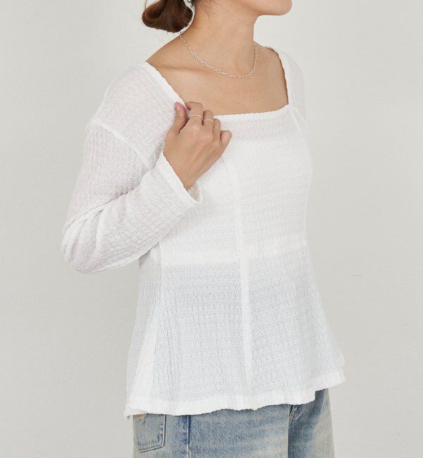  「【26SS予約】スクエアネックペプラムカットソー」|Tシャツ・カットソー|