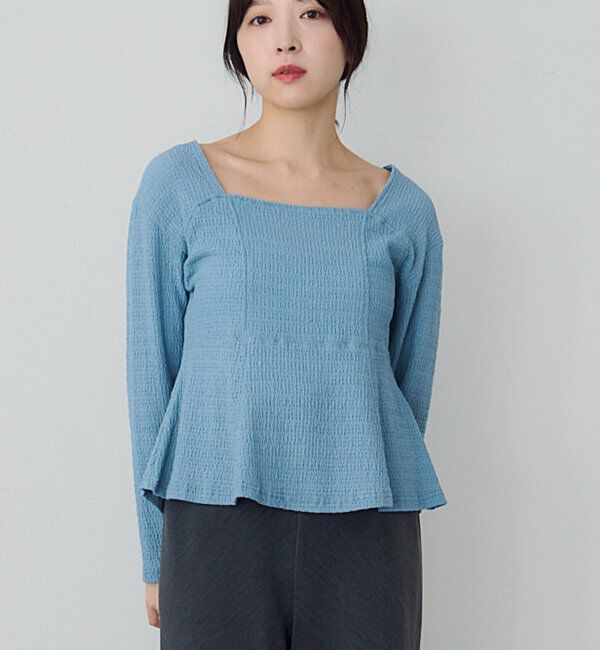  「【26SS予約】スクエアネックペプラムカットソー」|Tシャツ・カットソー|スカイブルー