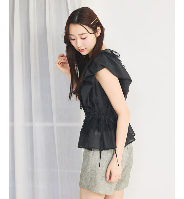 SELFIST「パフショルダーノースリーブフリルブラウス」|シャツ・ブラウス|