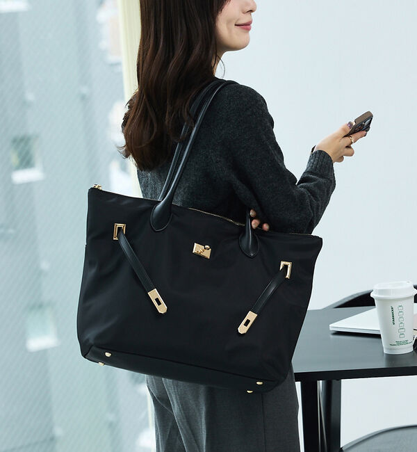 LOWELL things「【kariさんコラボ】多機能BELTEDナイロントート/A4/通勤/16インチP」|ビジネスバッグ|