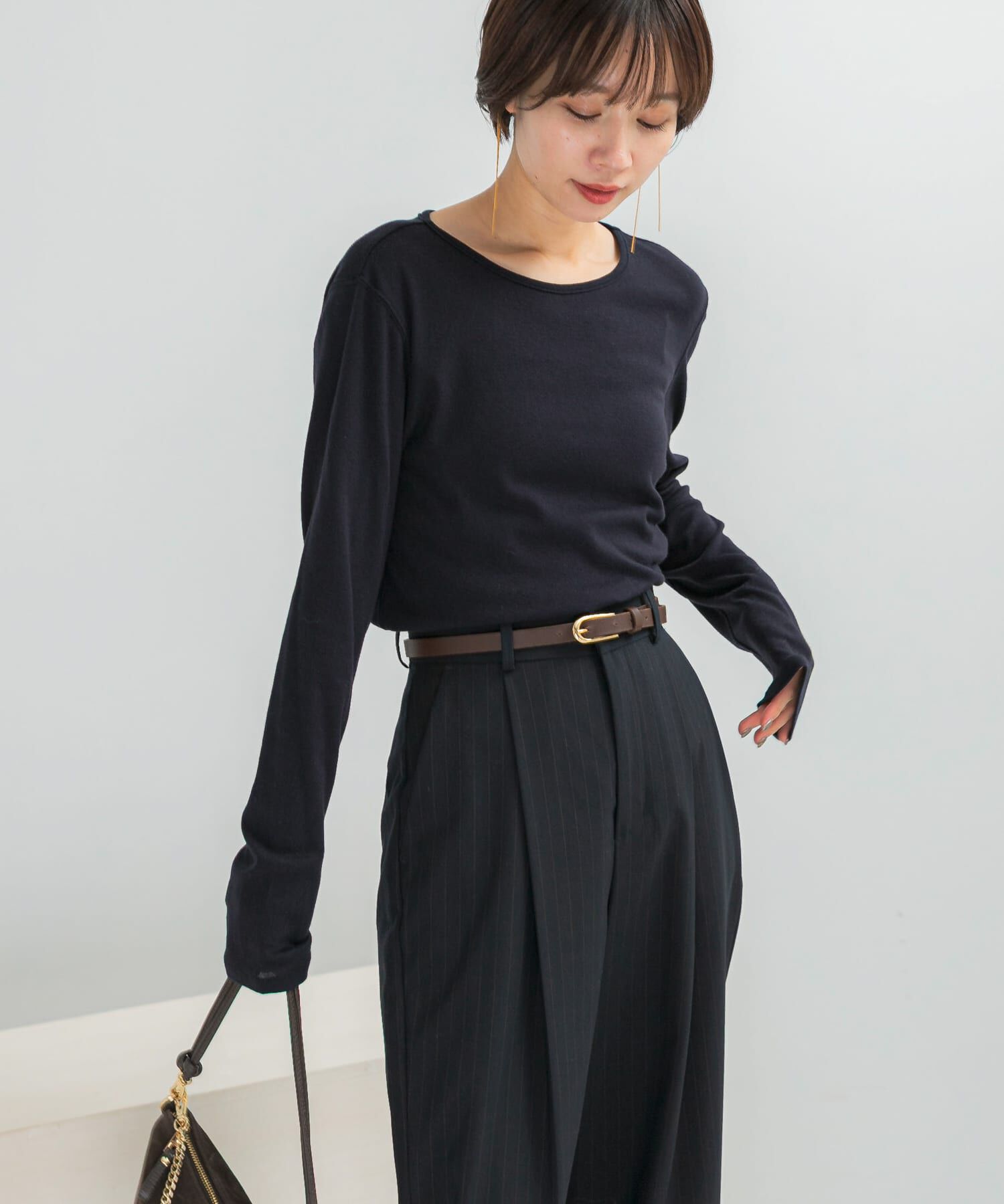 URBAN RESEARCH ROSSO「コットンカシミヤクルーネックカットソー」|Tシャツ・カットソー|ネイビー