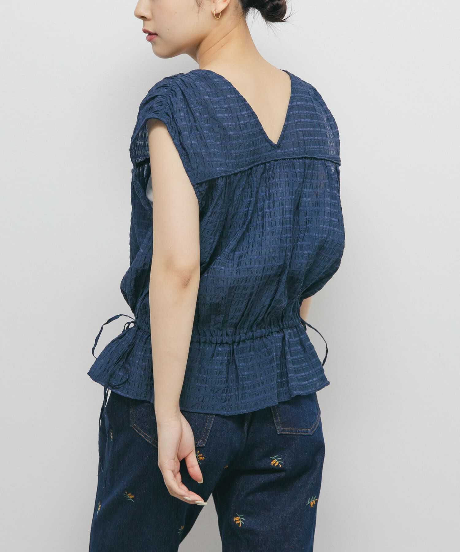  「2WAYノースリーブブラウス」|シャツ・ブラウス|ネイビー