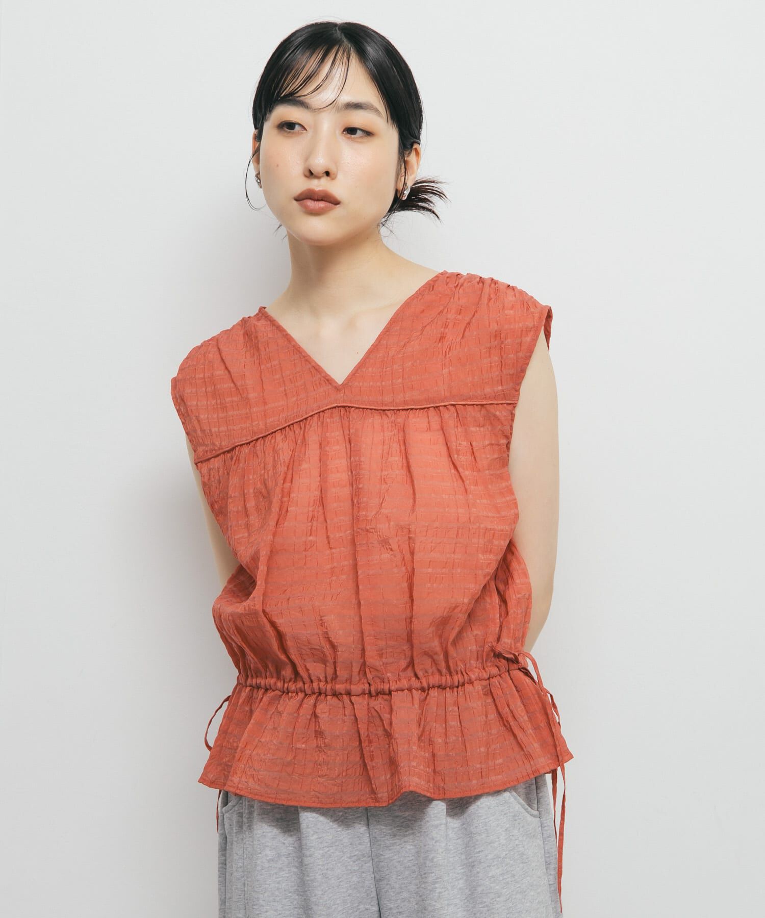  「2WAYノースリーブブラウス」|シャツ・ブラウス|オレンジ