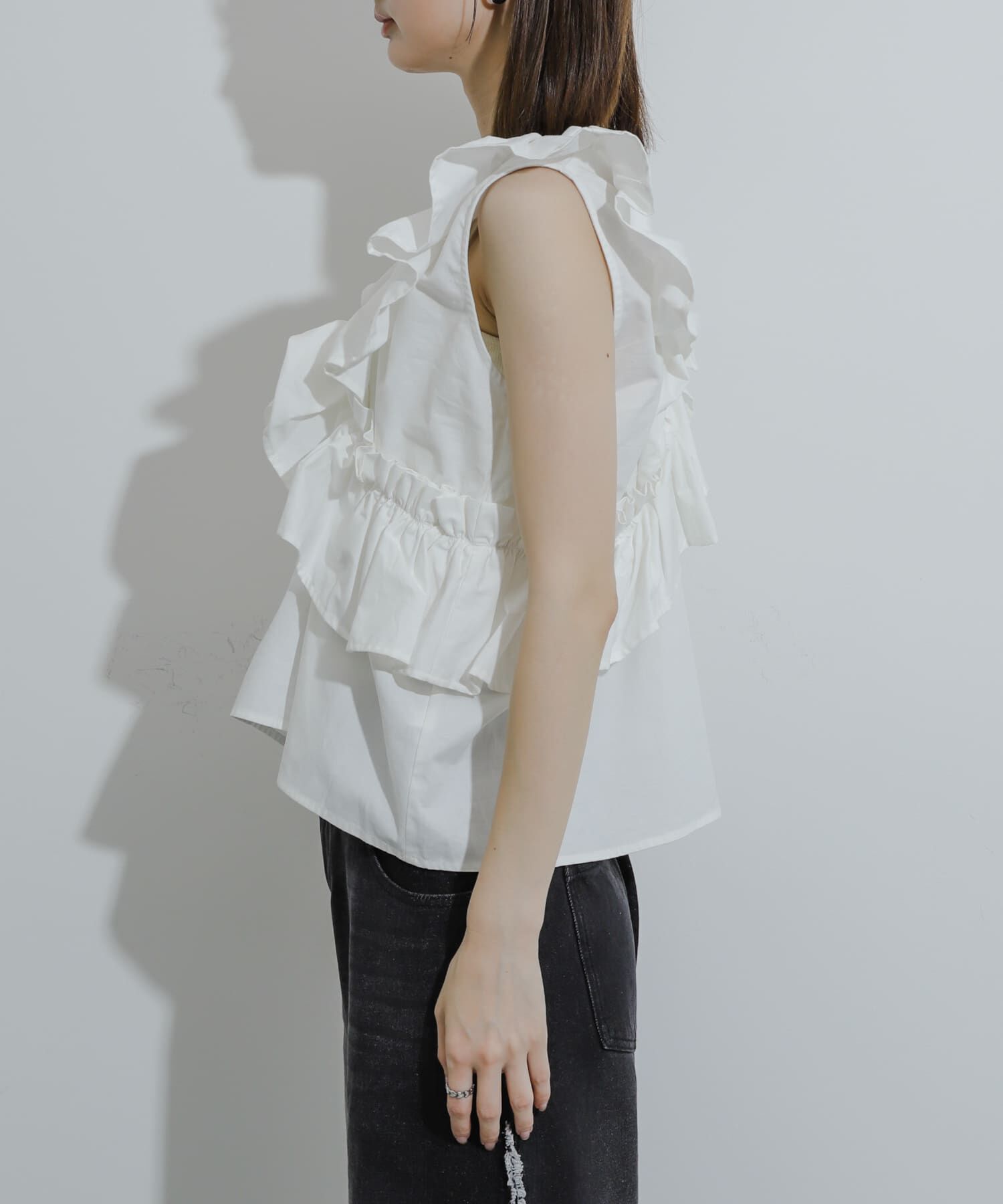 SENSE OF PLACE by URBAN RESEARCH「2WAYフリルノースリーブブラウス」|シャツ・ブラウス|